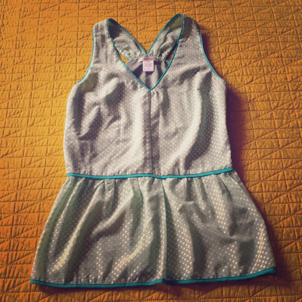 Esley baby teal w/ white rubber square print top